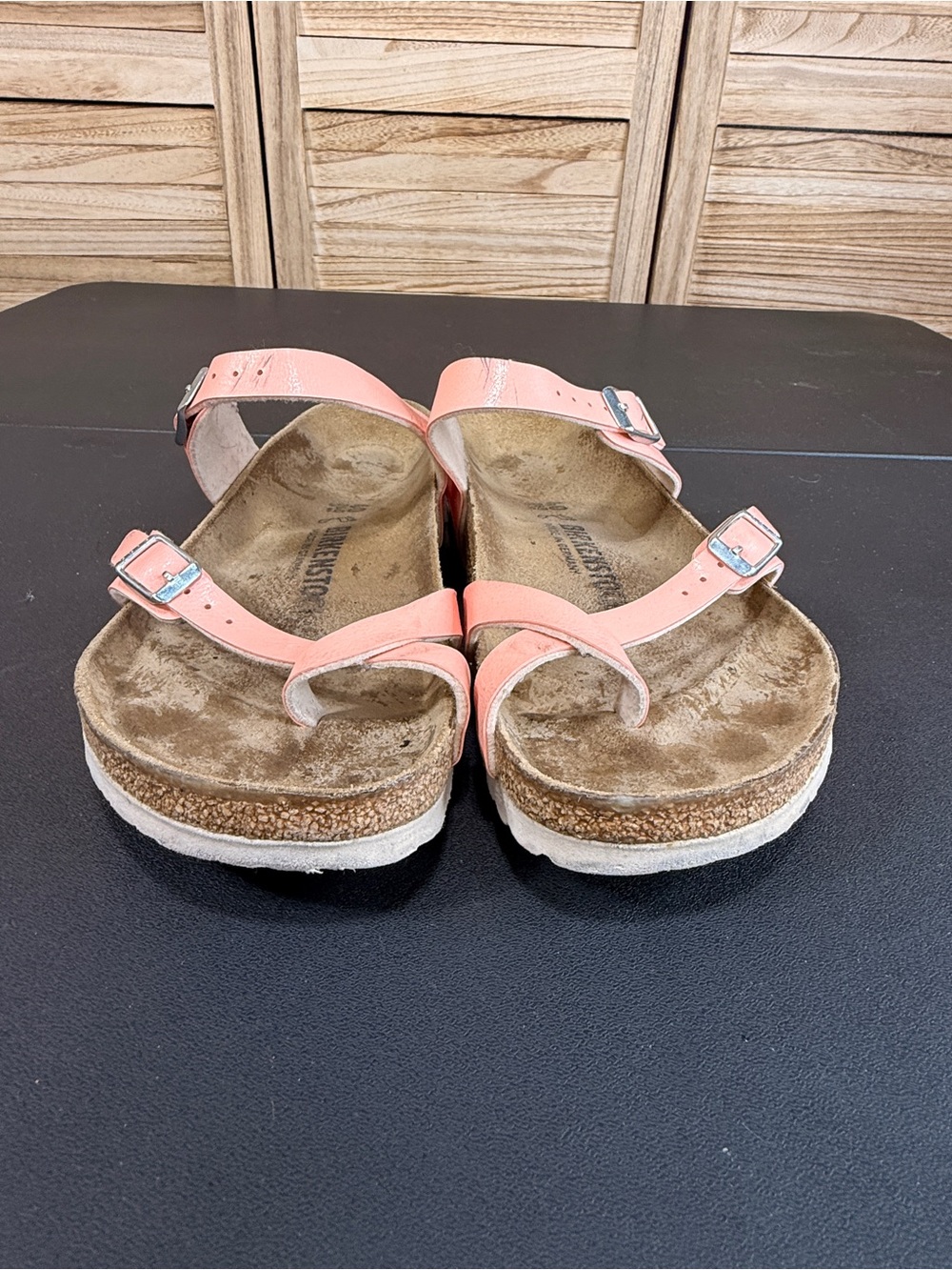 Birkenstock Mayari Sandals Toe-Loop Coral Cork Footbed Adjustable Straps 9-9.5